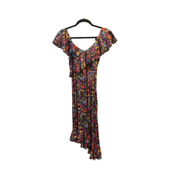 Lost + Wander Sleeveless Flora Garden Asymmetric Hem Ruffled Midi Dress XS - Picture 9 of 11